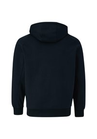 Námornícky modrá mikina s kapucňou, vo voľnom strihu, s dlhými rukávmi, ribbenými manžetami a lemom; vyrobená zo mäkkej bavlnenej zmesi.