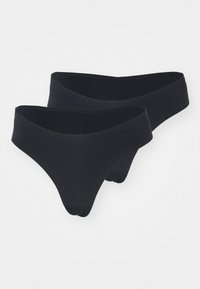 Sorte tanga undertøy laget av myk stoff, med en glatt midjeelastikk og minimalistisk design. To deler inkludert i settet.