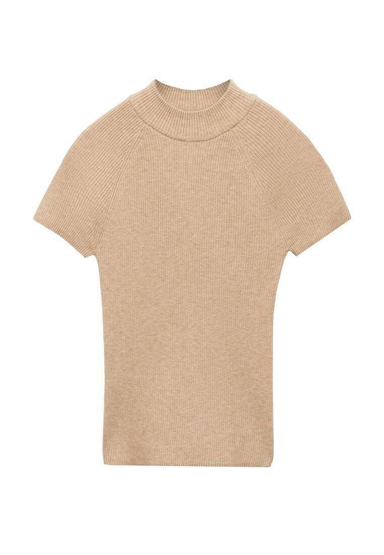 Mango T-shirt basic zandkleur