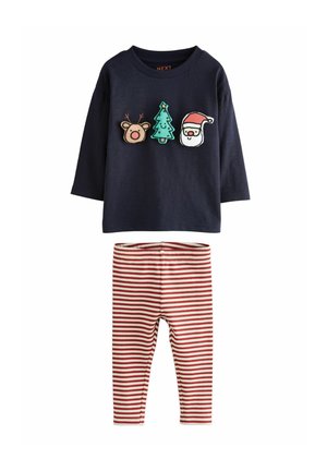 SET - Leggings - Trousers - navy christmas padded