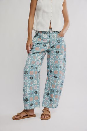 Free People GOOD LUCK BARREL - Pantalon classique - turquoise