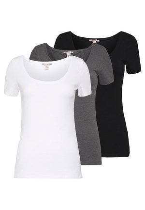 3 PACK - Camiseta básica - white/black/dark grey