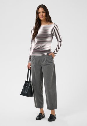Kaffe, KALIDDY LONG SLEEVE BOATNECK - Maglietta a manica lunga - chalk   fudge stripe