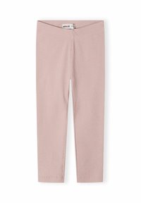 Mjuka rosa ribbade byxor för barn med resårmidja och raka ben, storlek märkt 4-5 år.