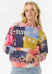 Bunter Sweatshirt mit einer Mischung aus kräftigen Mustern, geometrischen Formen und strukturiertem Stoff. Mit einem gerippten Halsausschnitt und Bündchen.