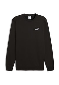 Felpa nera realizzata in morbido tessuto, con collo rotondo, maniche lunghe e un logo Puma bianco sulla zona sinistra del petto.