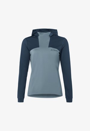 Geluide lange mouw top in licht en donkerblauwe tinten, met een contrasterend ontwerp, een soepele textuur en een subtiel logo op de borst.