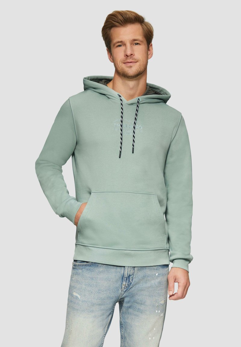 s.Oliver BESTICKTES  KÄNGURU - Hoodie - salbeigrün