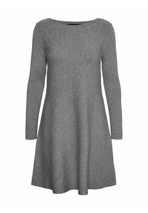 MINI U-BOOT-AUSSCHNITT - Strickkleid - medium grey melange