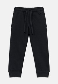 Μαύρο βαμβακερό παντελόνι φόρμας, με ελαστική μέση και κορδόνι, πλαϊνές τσέπες και ριμπ τελειώματα.