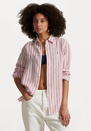 CLASSIC FIT STRIPED LINEN SHIRT - Skjortebluse - white/red