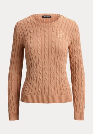 Lauren Ralph Lauren, BUTTON TRIM CABLE KNIT SWEATER - Πουλόβερ - pink sienna