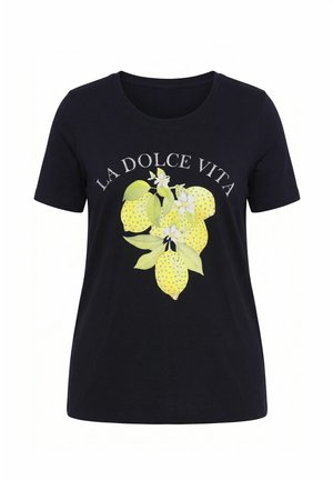 MIAMODA, LA DOLCE VITA RHINESTONE GRAPHIC TEE - Printtipaita - black