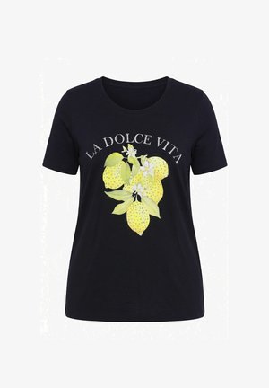 MIAMODA, LA DOLCE VITA RHINESTONE GRAPHIC TEE - Printtipaita - black