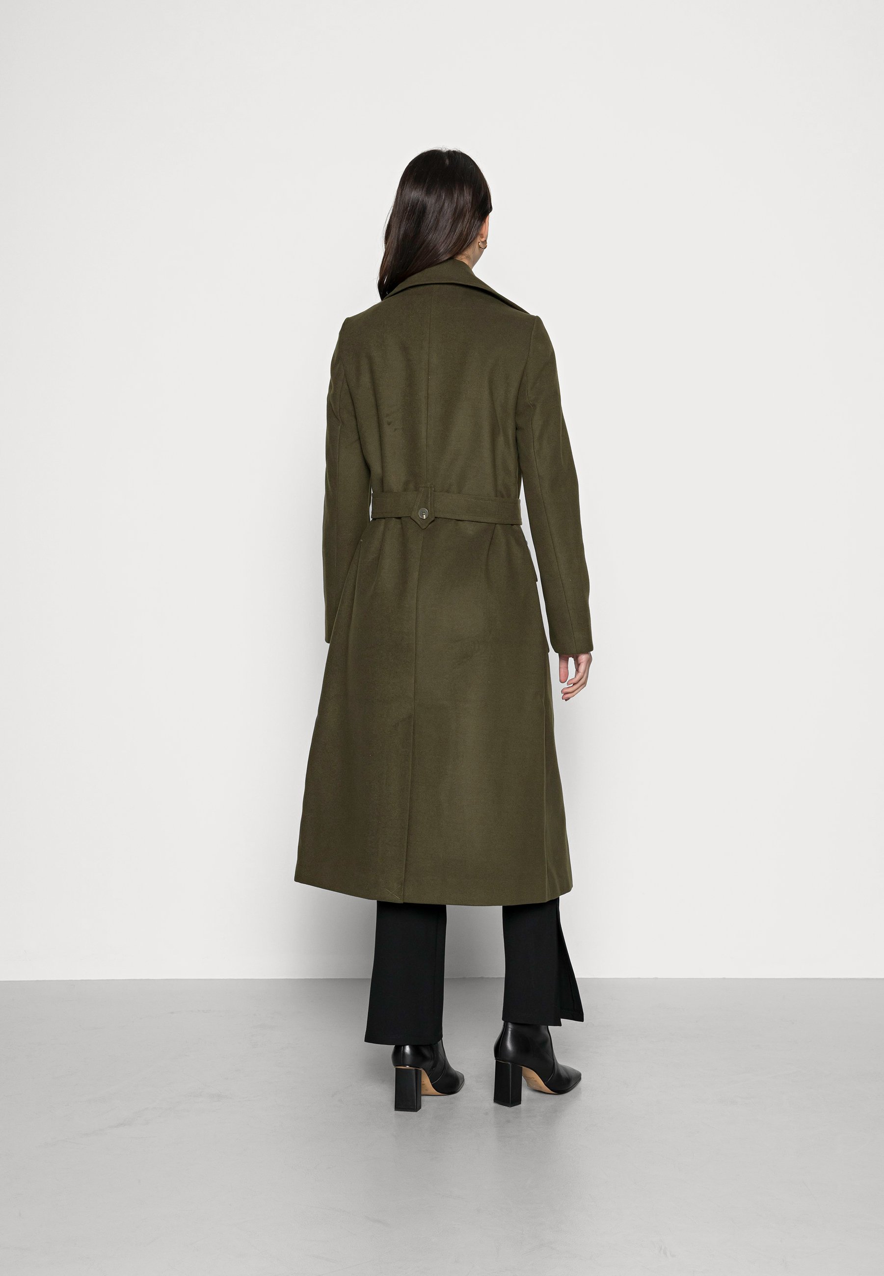 dark green wrap coat