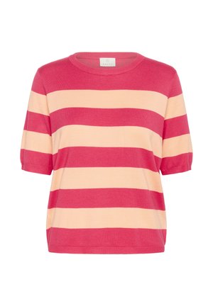 Kaffe LIZZA STRIPED - Print T-shirt - rasberry peach wide stripe