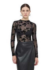 Terranova CON MOTIVO FLOREALE - Maglietta a manica lunga - nero