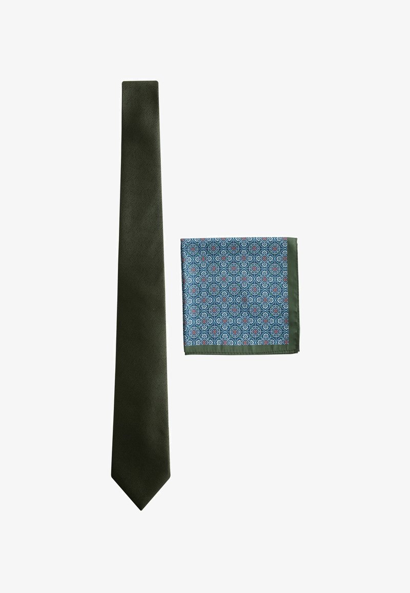 Next SAGE WITH FLORAL SET - Nosinaitė į švarko kišenę - green blue