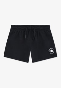 Μαύρο βαμβακερό σορτς με ελαστική μέση και κορδόνι. Διαθέτει λευκό λογότυπο στην κάτω αριστερή πλευρά, που παρουσιάζει το όνομα της μάρκας.