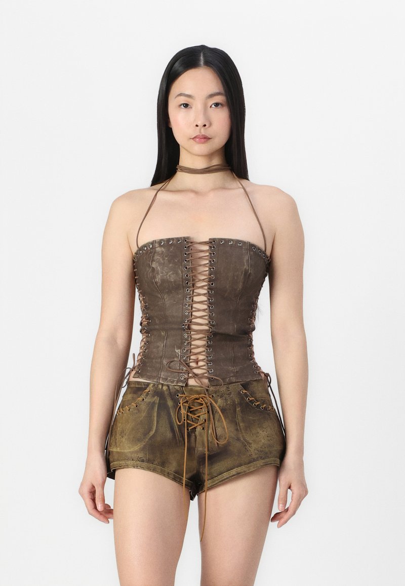 Jaded London - ODILE LACE UP CORSET - Top - brown, Zväčšiť