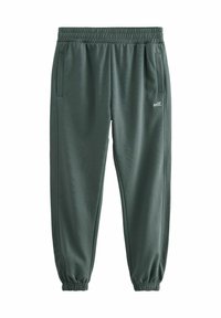 Groene joggers van zachte stof, met een elastische tailleband, zijzakken en taps toelopende enkels. "self." logo op het linkerdijbeen.
