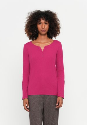 T-SHIRT STRIPE HENLEY - Top s dlhým rukávom - dark pink