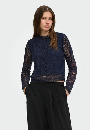 ONLY, ONLNEW KARO LS LACE TOP WVN - Blouse - night sky