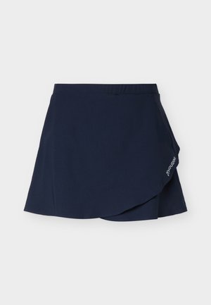 Αθλητικό σορτς σε ναυτικό μπλε χρώμα με ελαστική μέση και επικαλυπτόμενο μπροστινό στρώμα, με μικρό λευκό λογότυπο Houdini στη δεξιά πλευρά.