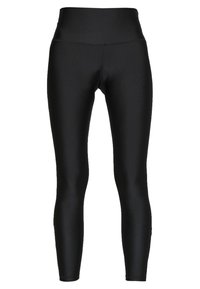 Svarta leggings gjorda av ett slätt, elastiskt tyg. Hög midja utan synliga sömmar, tapered design på benen och en enhetlig färg utan mönster.