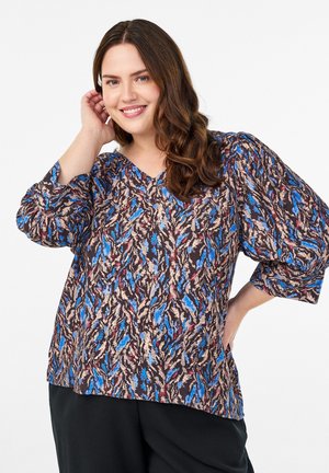 MIT V-AUSSCHNITT UND 3/4-ÄRMELN - Bluse - blue art aop