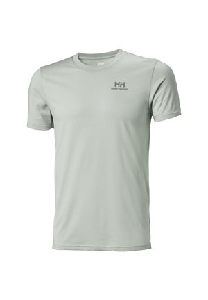Light gray short-sleeve t-shirt with a round neck, made of soft fabric, featuring a subtle Helly Hansen logo on the upper left chest.
