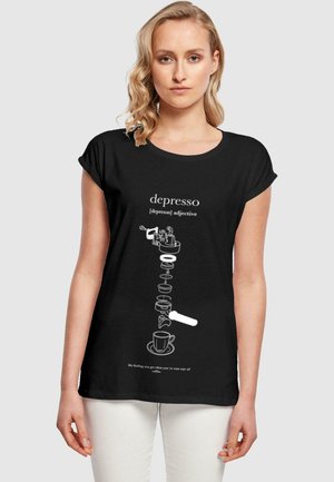 DEPRESSO EXTENDED SHOULDER TEE - Print T-shirt - black