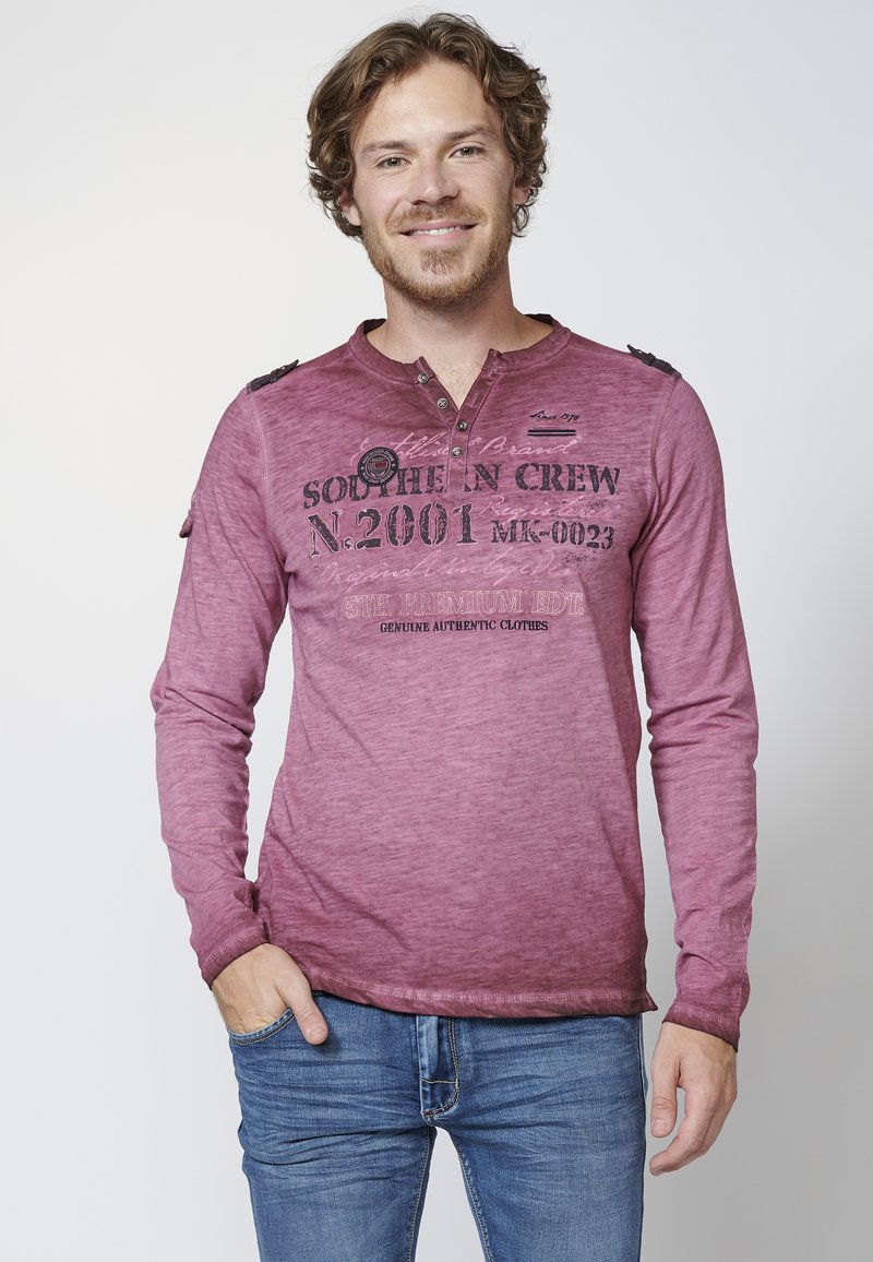 Koroshi - Maglione a maniche lunghe, in cotone a righe color navy, da uomo, colore: Navy, blu, S