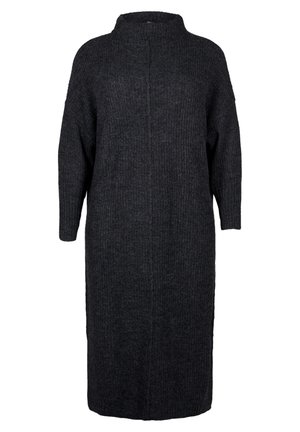 Zizzi LANGES MIT SCHLITZ - Stickad klänning - dark grey melange