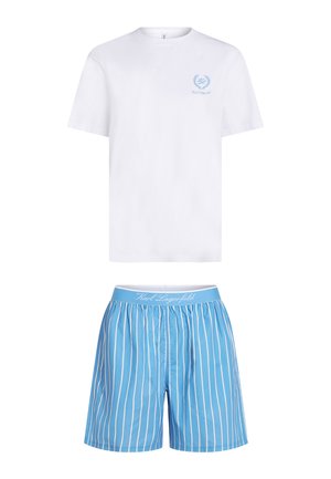 KARL LAGERFELD, KARL LAGERFELD SLEEPWEAR SET STRIPED SHORTS - Pyjama - white-pinstripe