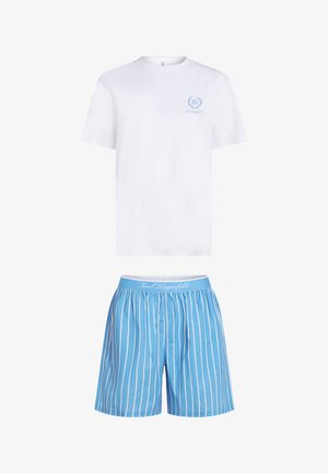 KARL LAGERFELD, KARL LAGERFELD SLEEPWEAR SET STRIPED SHORTS - Pyjama - white-pinstripe
