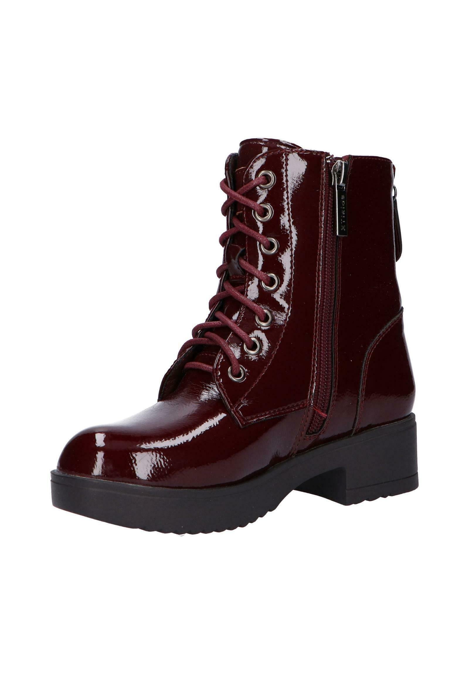 XTI Botines con cordones - charol burdeos/burdeos - Zalando.es