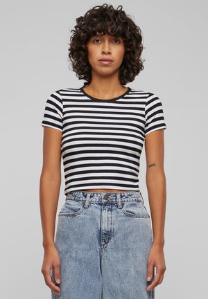 SHORT STRIPED TEE - T-Shirt print - white black