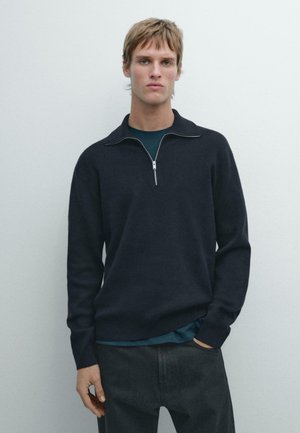 ZIP-NECK - Pullover - mottled dark blue