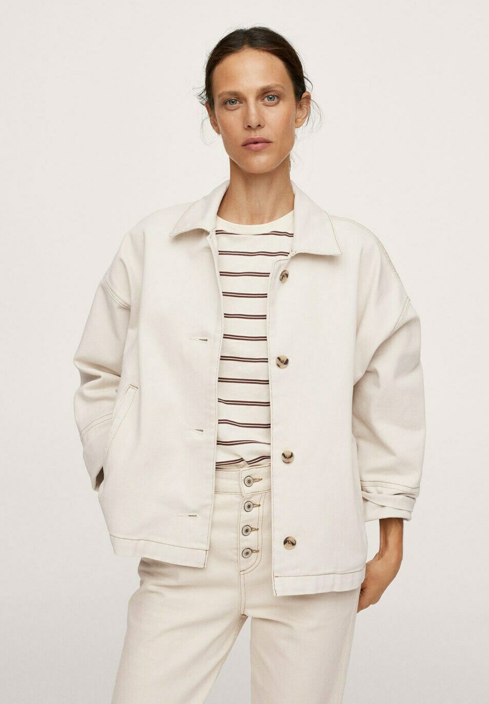 Mango CELIA I - Giacca di jeans - ecru 