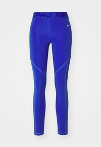 Blaue Sportleggings mit enger Passform, aus dehnbarem Material. Mit kontrastierenden Nähten und einem gebrandeten Bund.