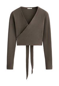 RIB COTTON WRAP - Bluză cu mânecă lungă - grey