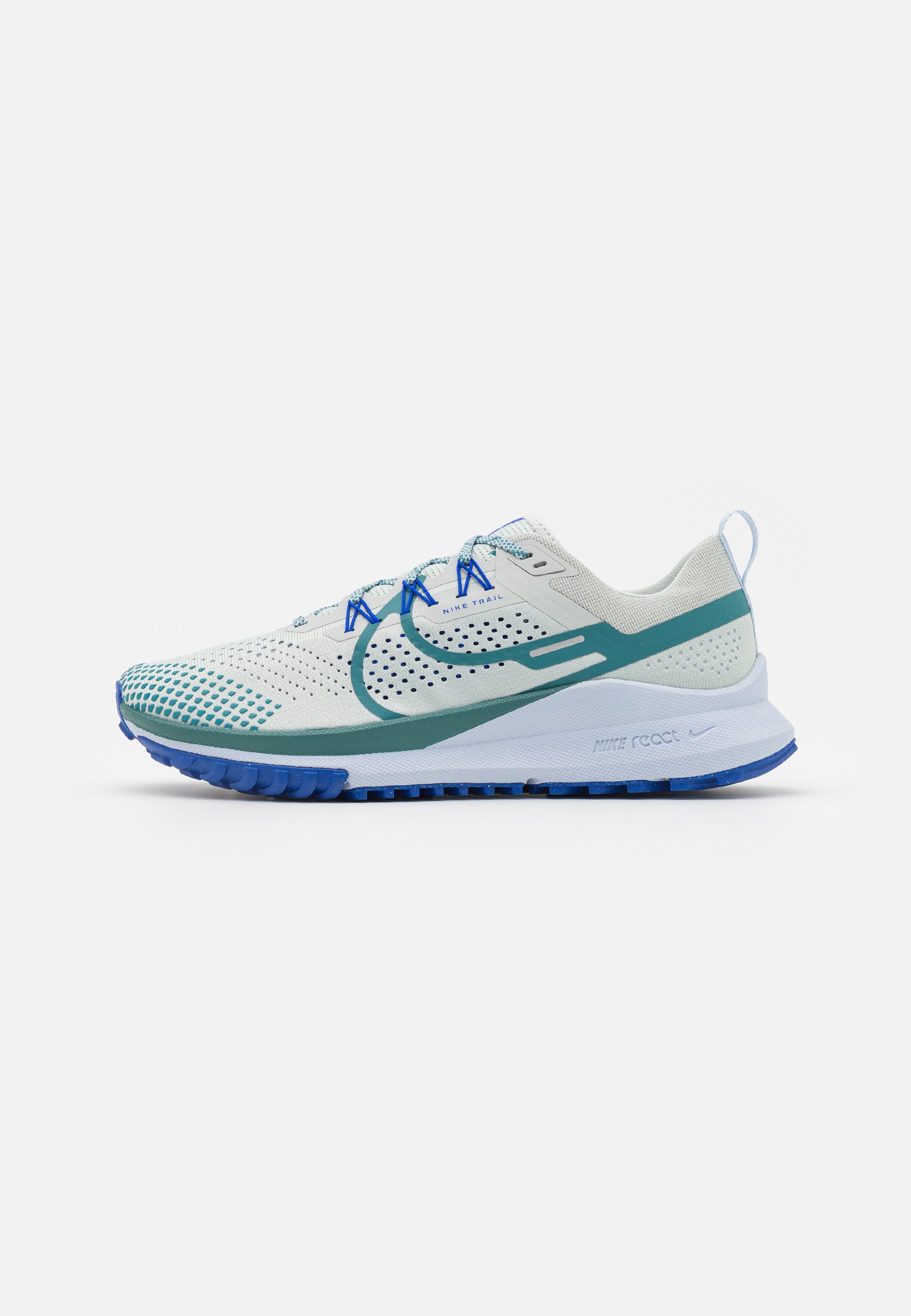 Nike REACT PEGASUS TRAIL Zapatillas de trail running - light silver/mineral teal/racer blue/football - Zalando.es