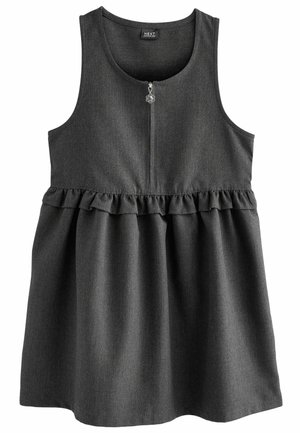 ZIP FRONT FRILL WAIST SCHOOL PINAFORE - Jurk - grey