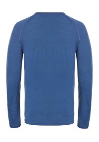 Langsleeve shirt in een effen mediumblauwe kleur met een zachte textuur, voorzien van een ronde halslijn en raglanmouwen.