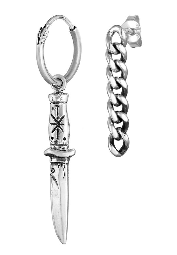 HOOP AND CHAIN - Einzelner Ohrring - silberfarben