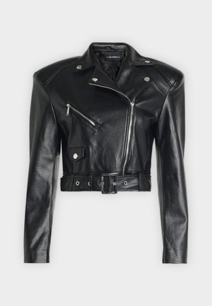 KARL LAGERFELD, FAUX LEATHER BIKER JACKET - Veste mi-saison - black