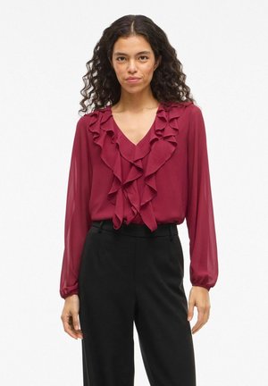 VIANE V-NECK FRILL - NOOS - Palaidinė - anemone