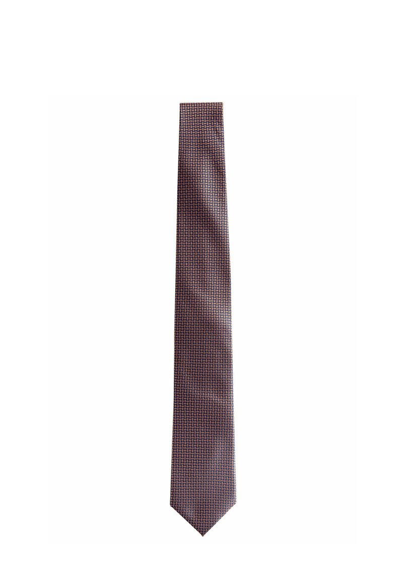 Next PATTERN - Kravata - navy blue bronze brown geometric