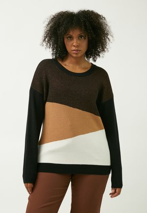 CREW-NECK COLOR BLOCKING - Striktrøje - camel